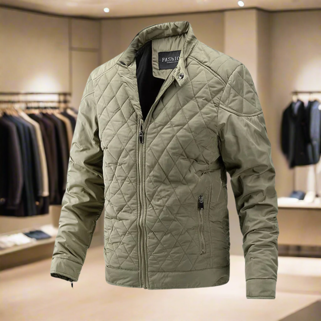 Down Jacket - Padded - Lightweight - Winter Jacket - Mens Quilted Jacket-Down Jacket-Chaps of London-Khaki-M-Chaps of London
