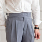 Dress Pants - Adjustable - High Waisted - Pleated Trousers - Men's Trousers-Chaps of London-Grey-28-Chaps of London