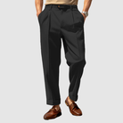 Dress Pants - Men's Straight Leg Pleated Business Casual Slack Pants -Chaps of London-Black-M-Chaps of London