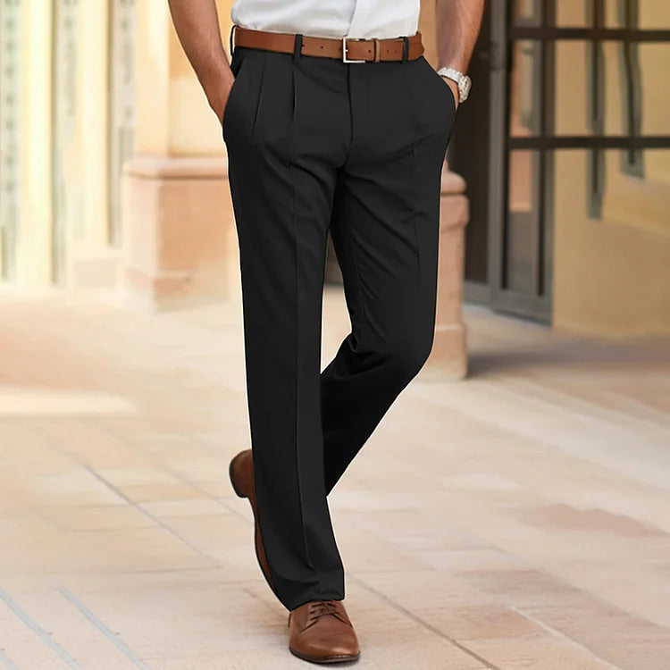 Dress Pants | Smart Casual | Straight Leg | Business Pants | Men's Pants-Men’s Dress Pants-Chaps of London-Black-S-Chaps of London