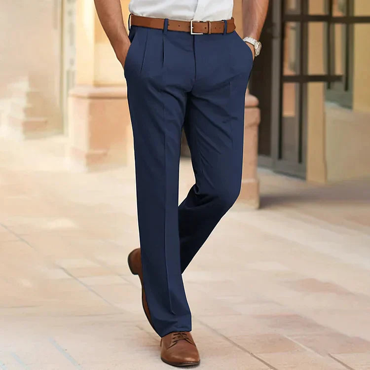 Dress Pants | Smart Casual | Straight Leg | Business Pants | Men's Pants-Men’s Dress Pants-Chaps of London-Dark Blue-S-Chaps of London