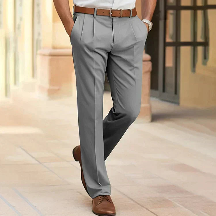 Dress Pants | Smart Casual | Straight Leg | Business Pants | Men's Pants-Men’s Dress Pants-Chaps of London-Gray-S-Chaps of London
