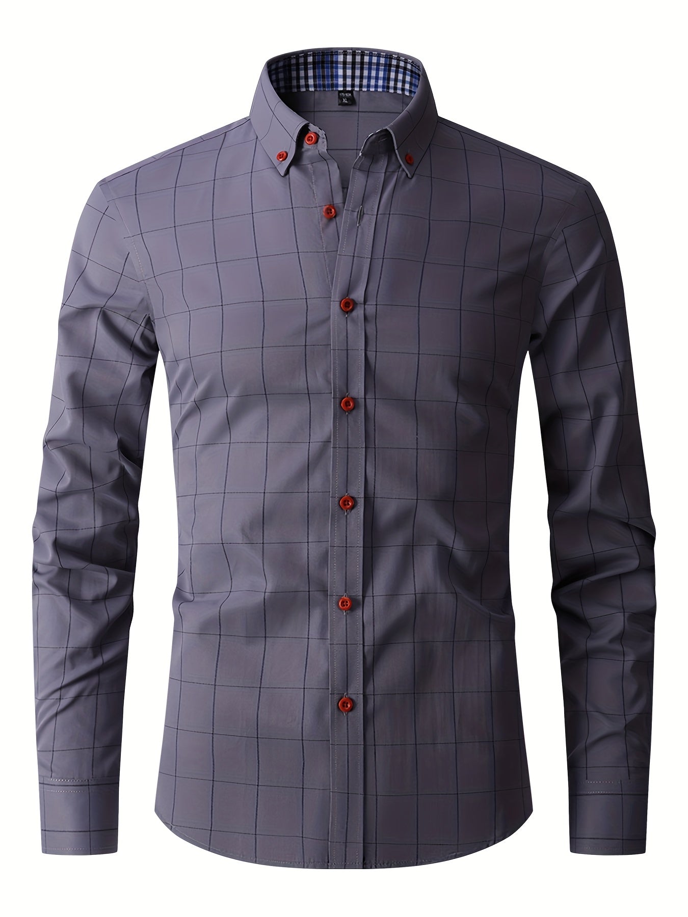 Dress Shirt | Long Sleeve | Slim Fit | Oxford Shirt | Men's Button-Up Shirt-Men Shirts-Chaps of London-Grey-M-Chaps of London