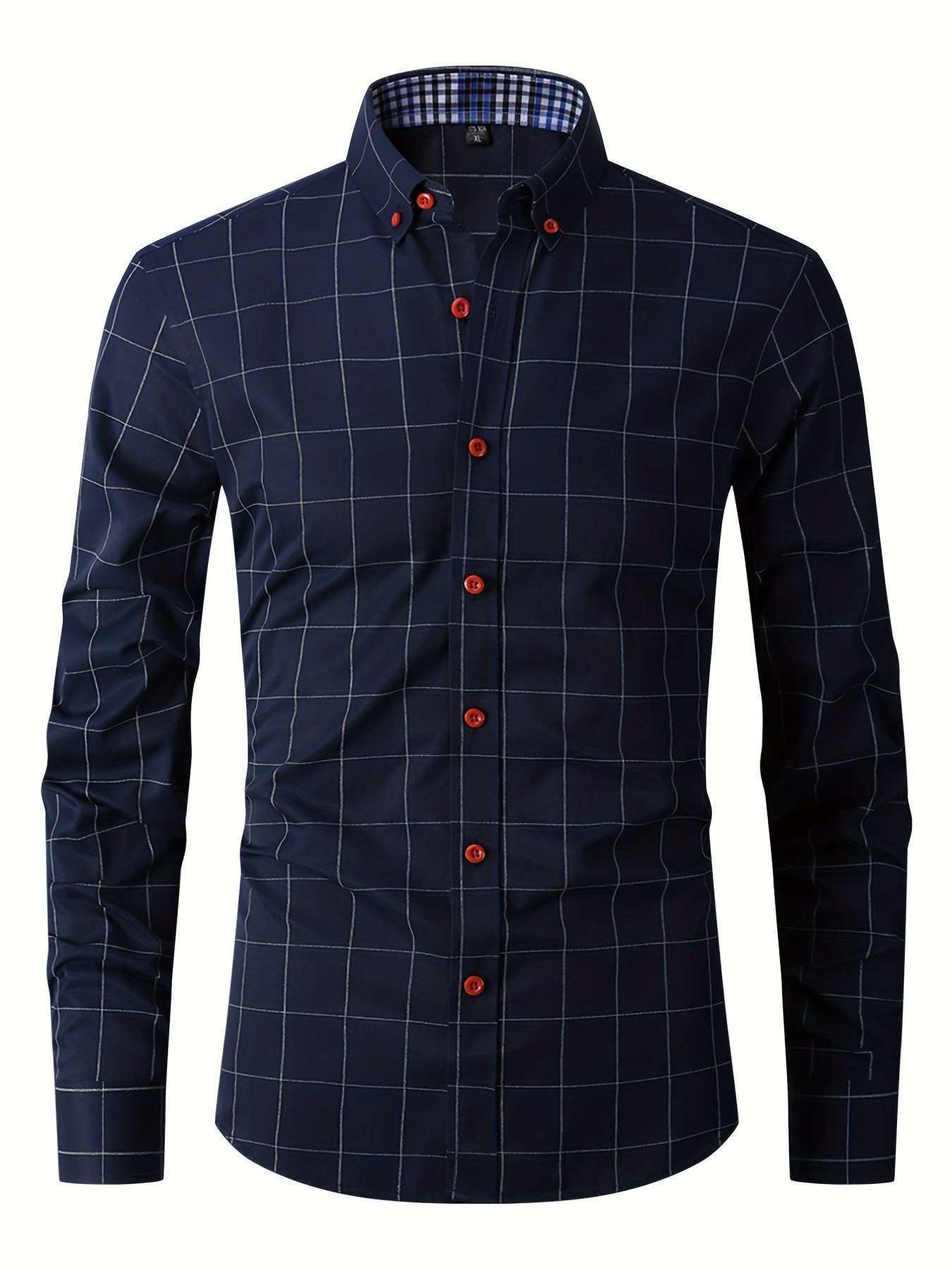 Dress Shirt | Long Sleeve | Slim Fit | Oxford Shirt | Men's Button-Up Shirt-Men Shirts-Chaps of London-Navy Blue-M-Chaps of London