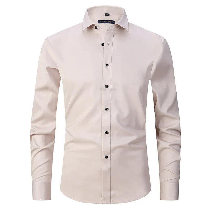 Dress Shirt - Long Sleeve - Stretchy - Non Iron Shirt - Men's Shirt-Chaps of London-Beige-S-Chaps of London