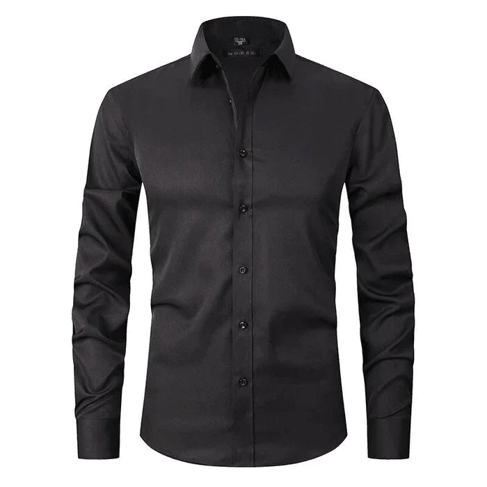 Dress Shirt - Long Sleeve - Stretchy - Non Iron Shirt - Men's Shirt-Chaps of London-Black-S-Chaps of London