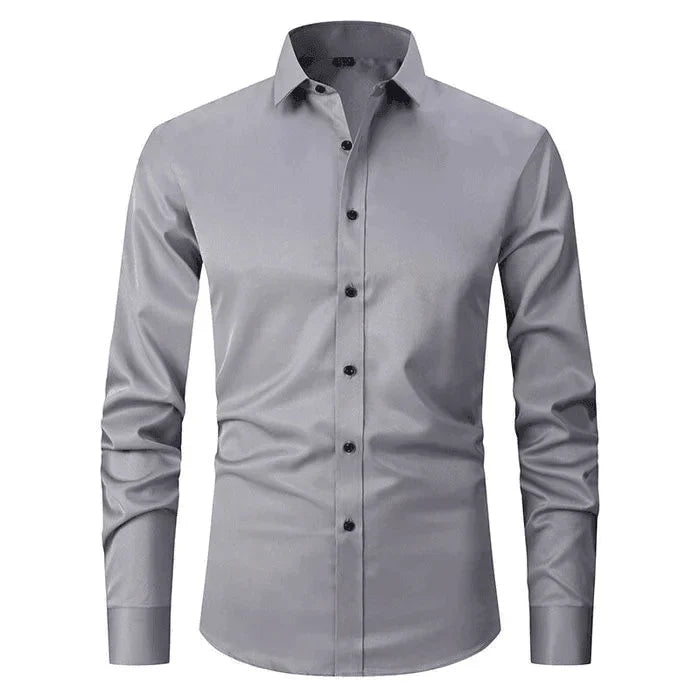 Dress Shirt - Long Sleeve - Stretchy - Non Iron Shirt - Men's Shirt-Chaps of London-Grey-S-Chaps of London