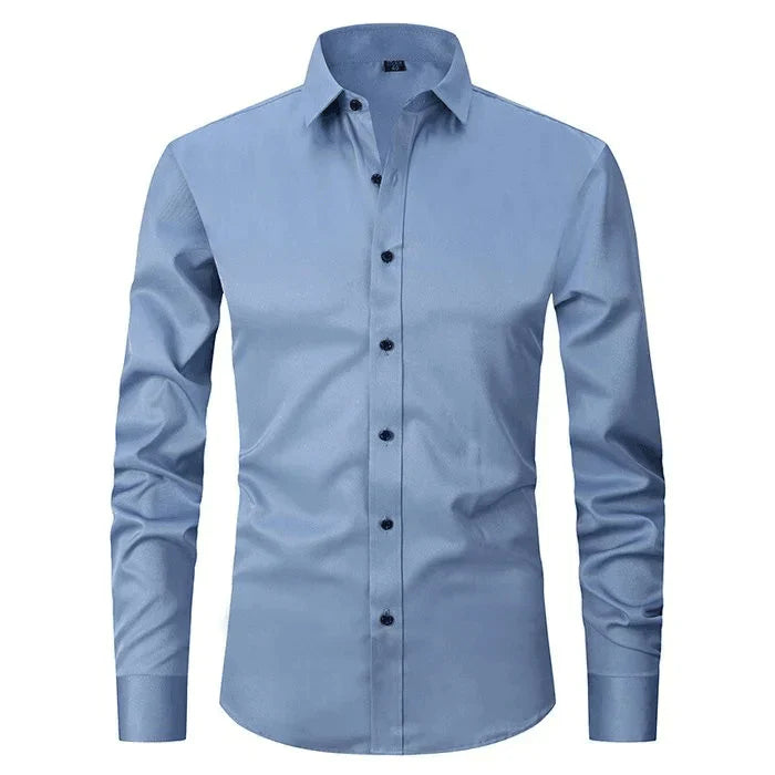 Dress Shirt - Long Sleeve - Stretchy - Non Iron Shirt - Men's Shirt-Chaps of London-Light Blue-S-Chaps of London
