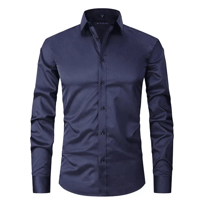 Dress Shirt - Long Sleeve - Stretchy - Non Iron Shirt - Men's Shirt-Chaps of London-Navy-S-Chaps of London