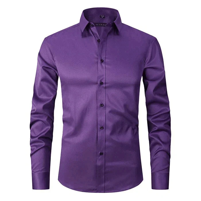 Dress Shirt - Long Sleeve - Stretchy - Non Iron Shirt - Men's Shirt-Chaps of London-Purple-S-Chaps of London