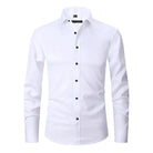 Dress Shirt - Long Sleeve - Stretchy - Non Iron Shirt - Men's Shirt-Chaps of London-White (Black Button)-S-Chaps of London