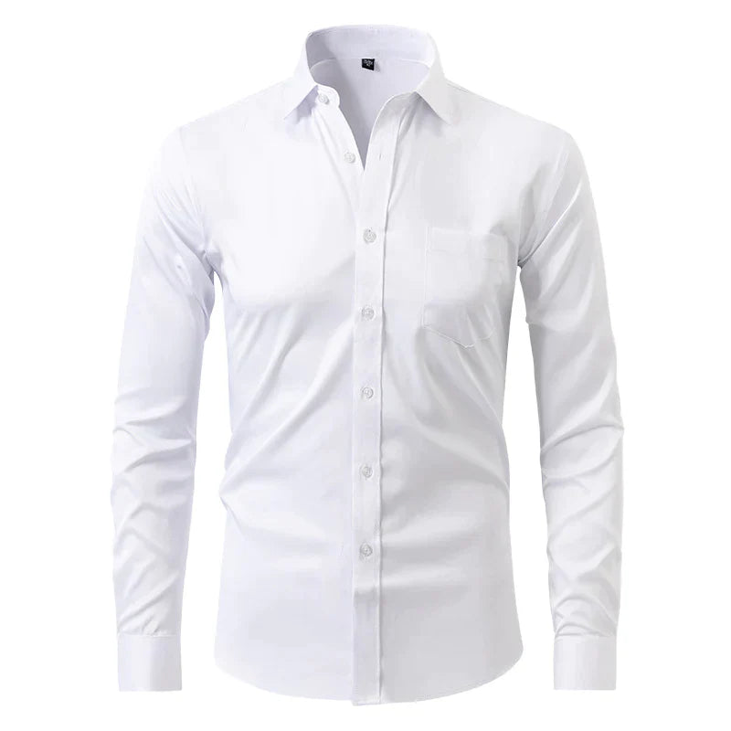 Dress Shirt - Long Sleeve - Stretchy - Non Iron Shirt - Men's Shirt-Chaps of London-White-S-Chaps of London
