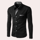 Dress Shirt | Slim Fit | Long Sleeve | Button-Up Shirt | Men's Shirt-Fashion Men Shirt Dress All-year-Chaps of London-Black-M-Chaps of London