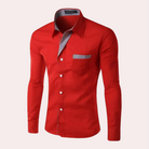 Dress Shirt | Slim Fit | Long Sleeve | Button-Up Shirt | Men's Shirt-Fashion Men Shirt Dress All-year-Chaps of London-Red-M-Chaps of London