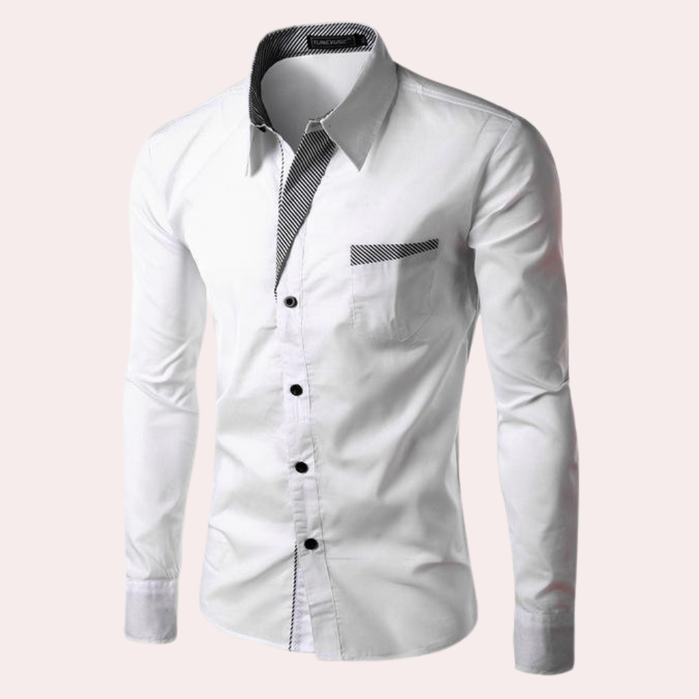 Dress Shirt | Slim Fit | Long Sleeve | Button-Up Shirt | Men's Shirt-Fashion Men Shirt Dress All-year-Chaps of London-White-M-Chaps of London