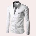 Dress Shirt | Slim Fit | Long Sleeve | Button-Up Shirt | Men's Shirt-Fashion Men Shirt Dress All-year-Chaps of London-White-M-Chaps of London