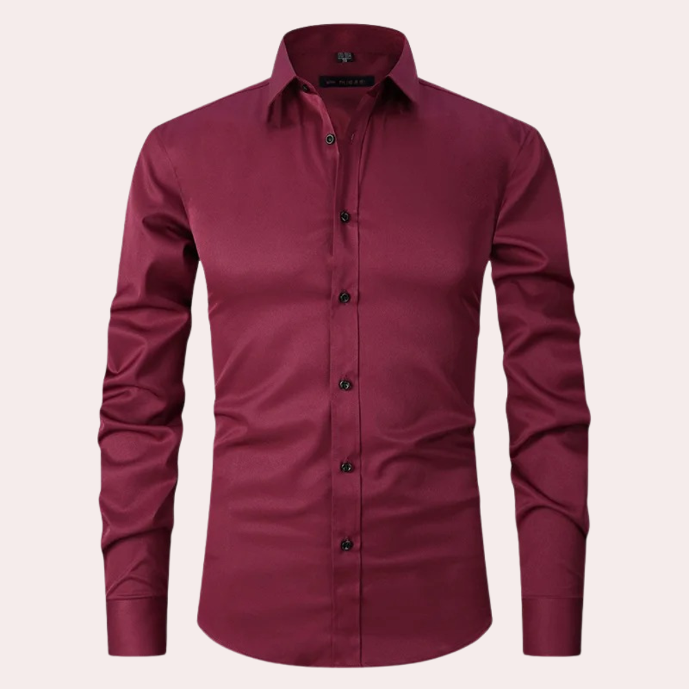 Dress Shirt | Stretchy | Non Iron | Button-Up Shirt | Men's Shirts-Men Winter Shirt-Chaps of London-Burgundy-S-Chaps of London