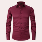 Dress Shirt | Stretchy | Non Iron | Button-Up Shirt | Men's Shirts-Men Winter Shirt-Chaps of London-Burgundy-S-Chaps of London