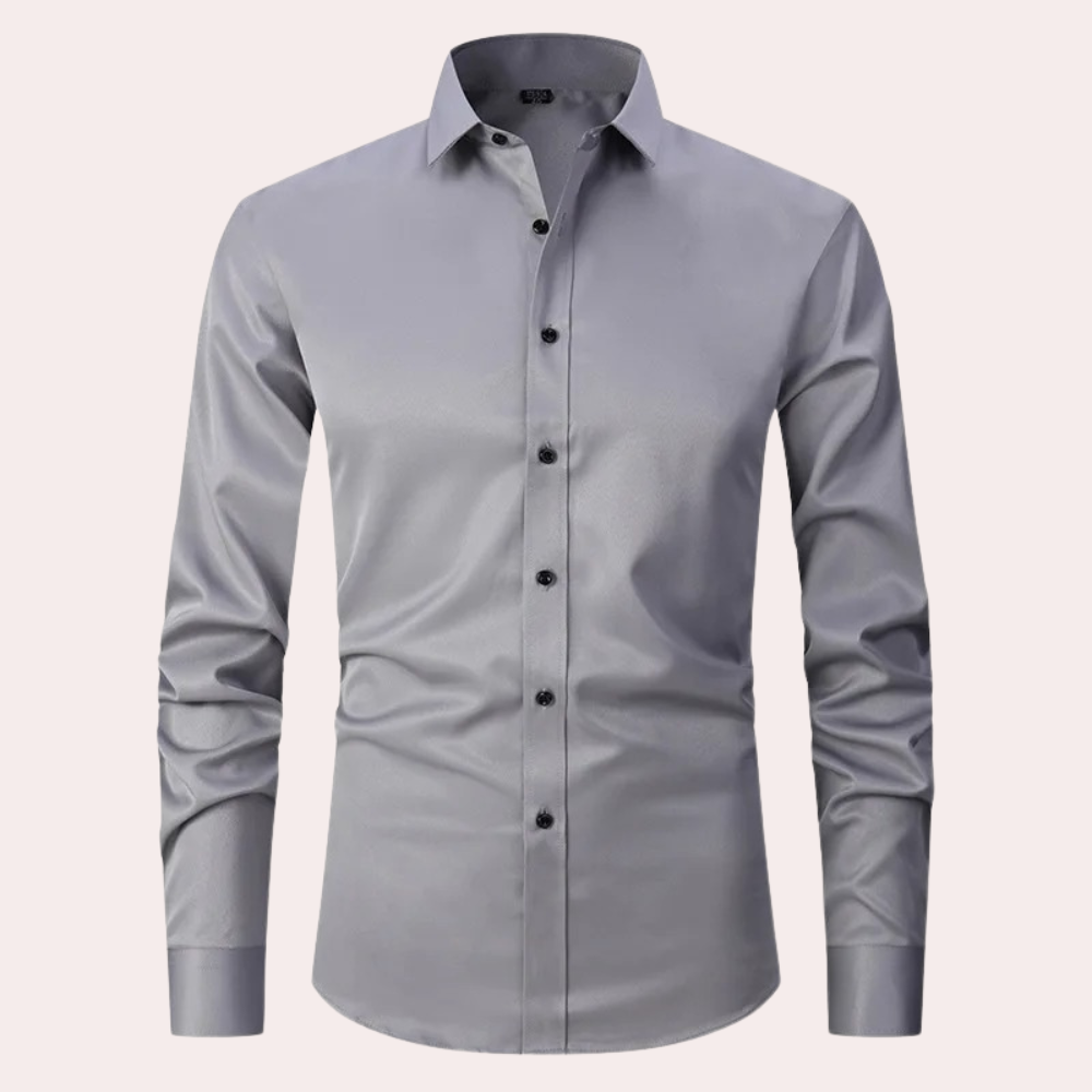 Dress Shirt | Stretchy | Non Iron | Button-Up Shirt | Men's Shirts-Men Winter Shirt-Chaps of London-Grey-S-Chaps of London