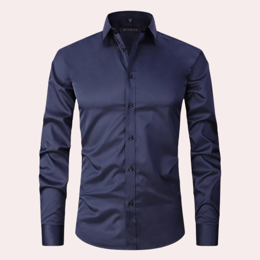 Dress Shirt | Stretchy | Non Iron | Button-Up Shirt | Men's Shirts-Men Winter Shirt-Chaps of London-Navy Blue-S-Chaps of London