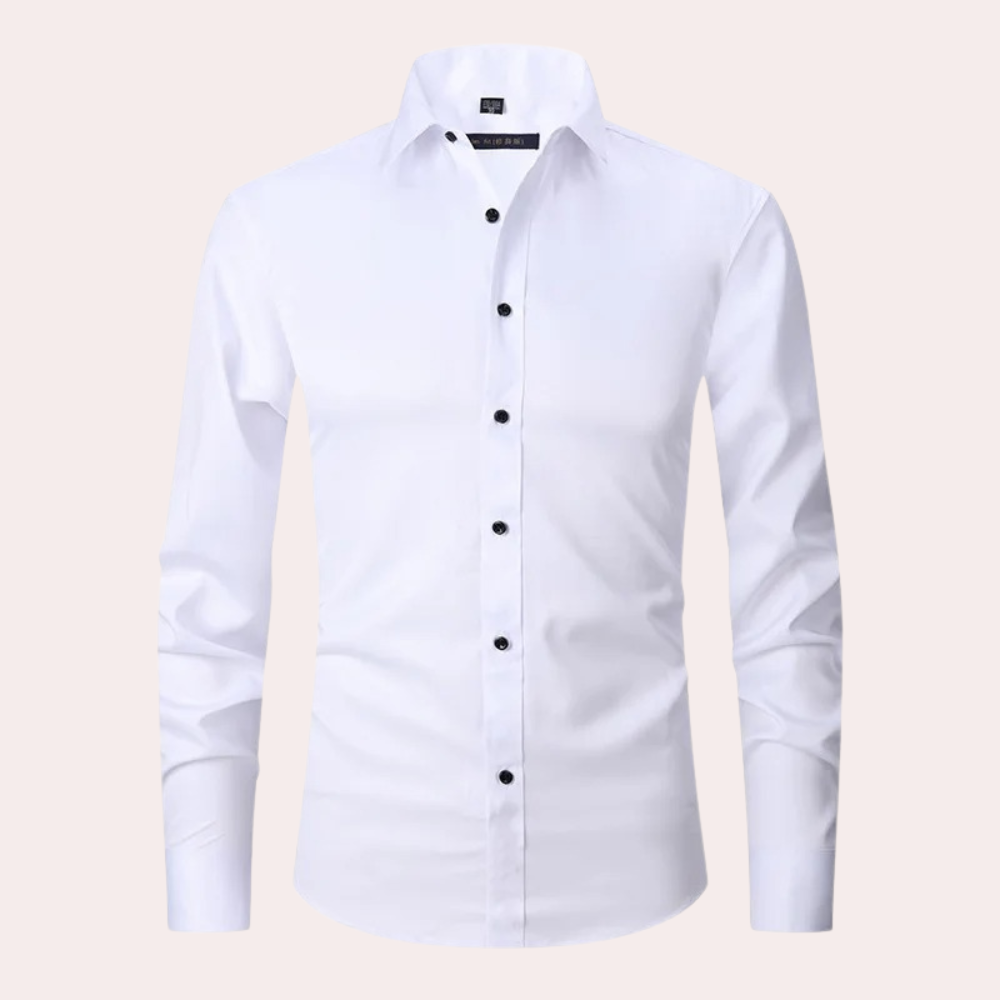 Dress Shirt | Stretchy | Non Iron | Button-Up Shirt | Men's Shirts-Men Winter Shirt-Chaps of London-White-S-Chaps of London