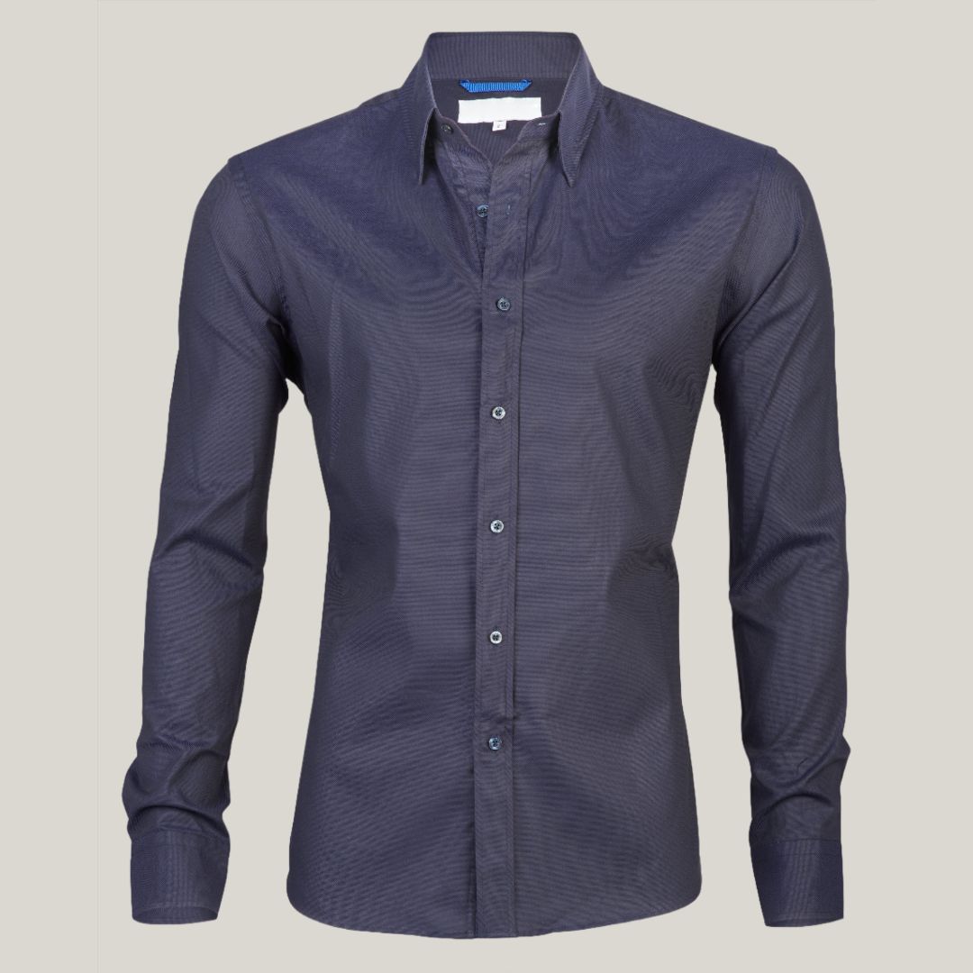 Dress Shirt | Zip-Up | Long Sleeve | Button-Up Shirt | Men's Shirts-Chaps of London-Navy Blue-S-Chaps of London