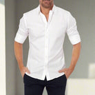 Dress Shirt | Zip-Up | Long Sleeve | Button-Up Shirt | Men's Shirts-Chaps of London-White-S-Chaps of London