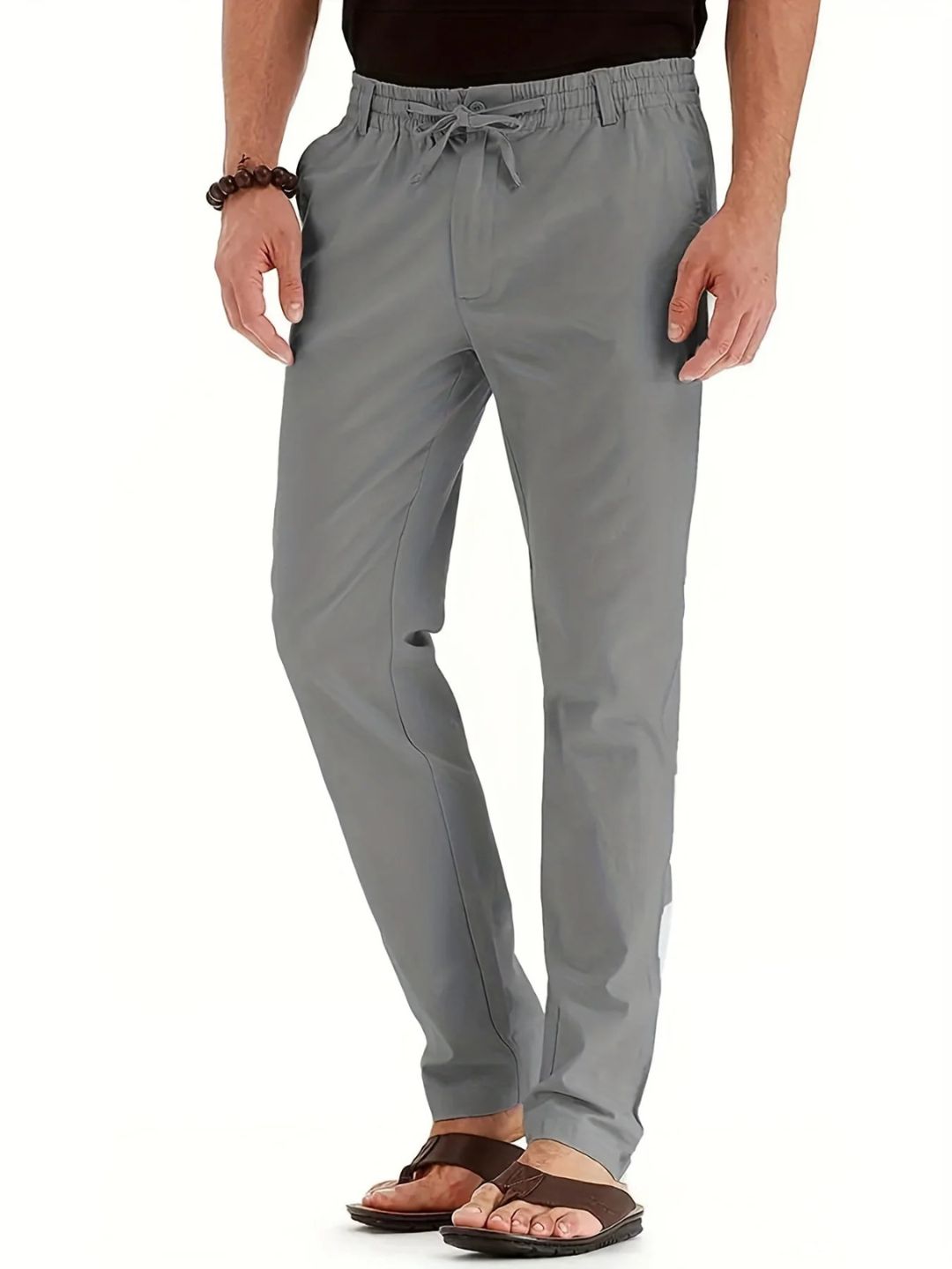 Elastic Waist Pants - Men's Drawstring Lightweight Stretch Summer Trousers-Broek man-Chaps of London-Gray-S-Chaps of London