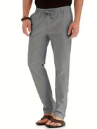 Elastic Waist Pants - Men's Drawstring Lightweight Stretch Summer Trousers-Broek man-Chaps of London-Gray-S-Chaps of London
