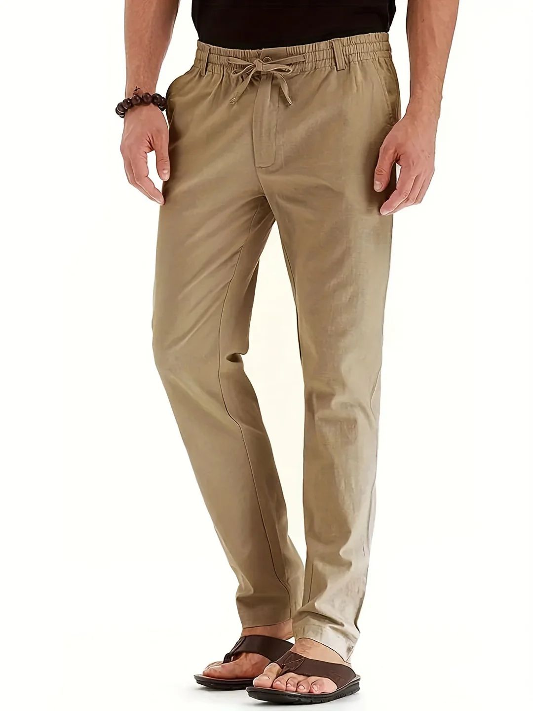 Elastic Waist Pants - Men's Drawstring Lightweight Stretch Summer Trousers-Broek man-Chaps of London-Khaki-S-Chaps of London
