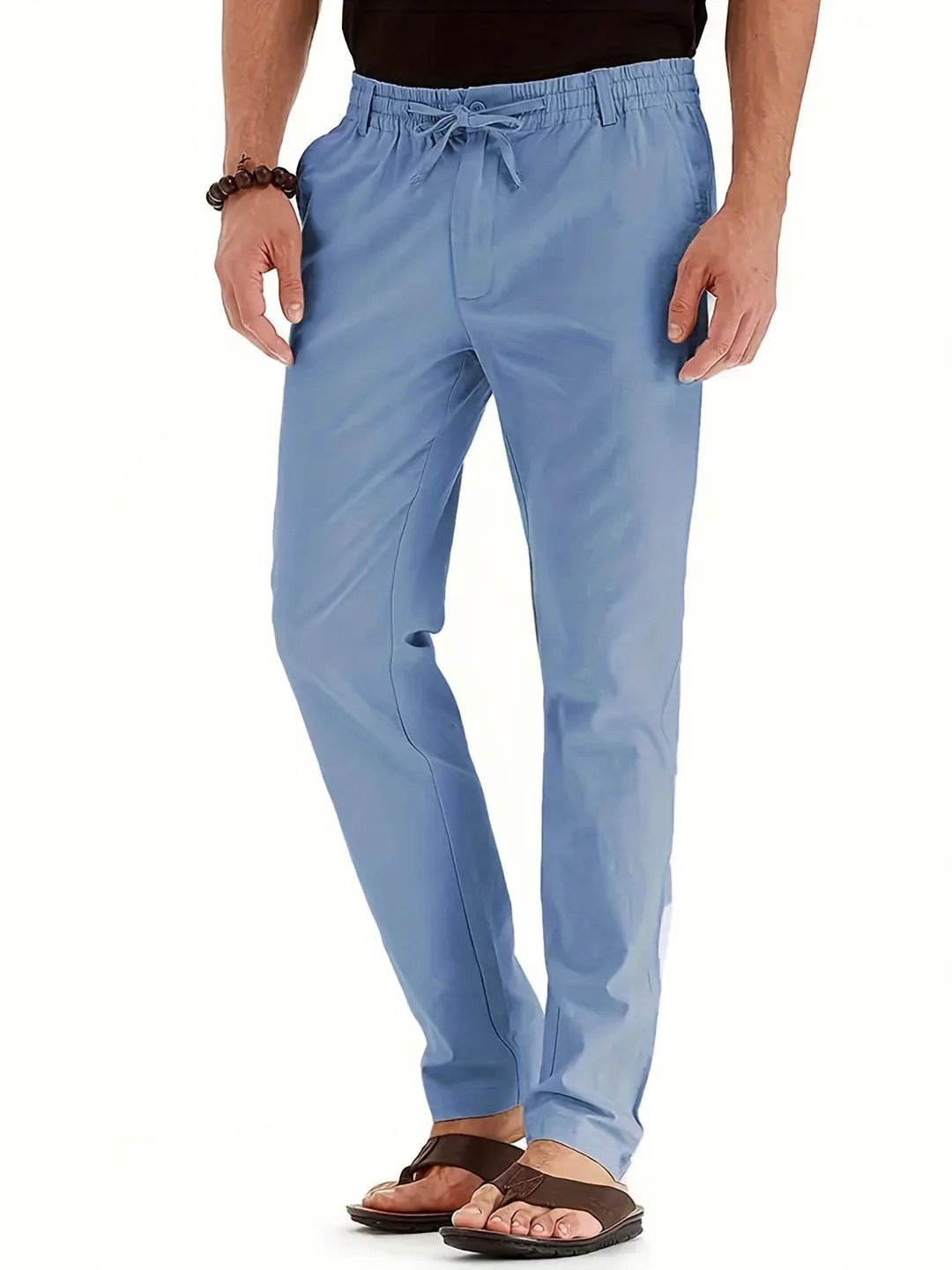 Elastic Waist Pants - Men's Drawstring Lightweight Stretch Summer Trousers-Broek man-Chaps of London-Light Blue-S-Chaps of London