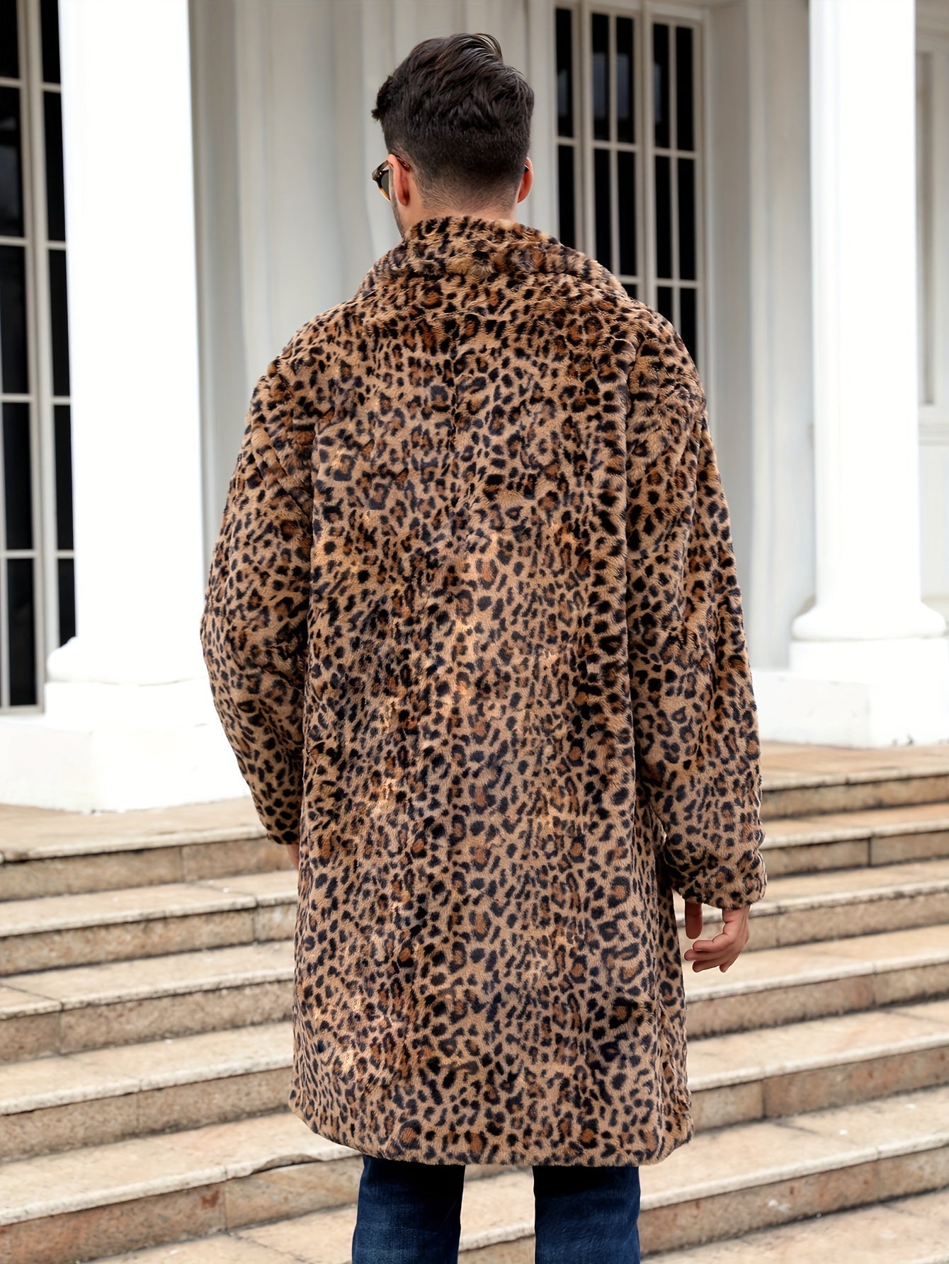 Faux Fur Coat - Men's Fluffy Mid Length Fake Fur Winter Coat-Chaps of London-Chaps of London
