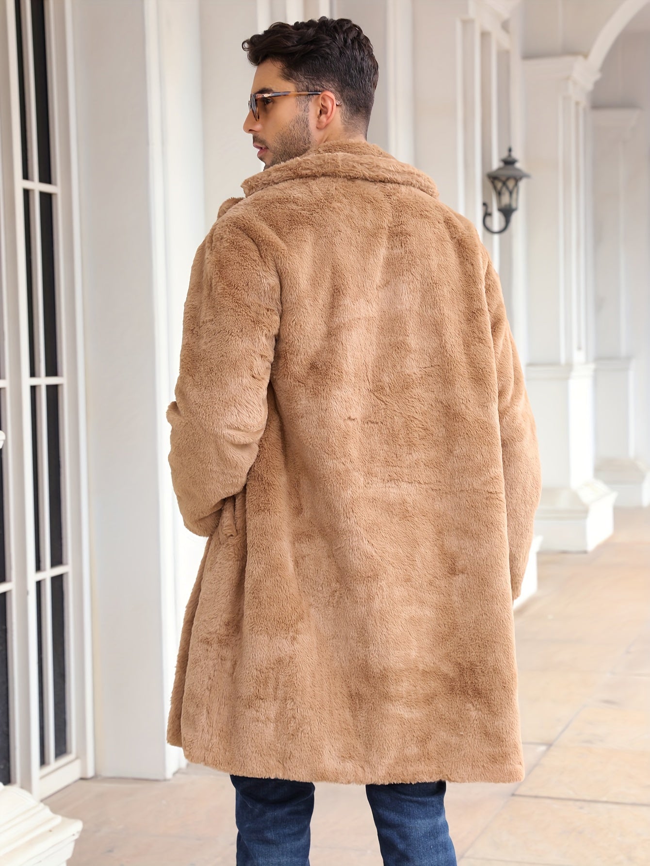 Faux Fur Coat - Men's Fluffy Mid Length Fake Fur Winter Coat-Chaps of London-Chaps of London