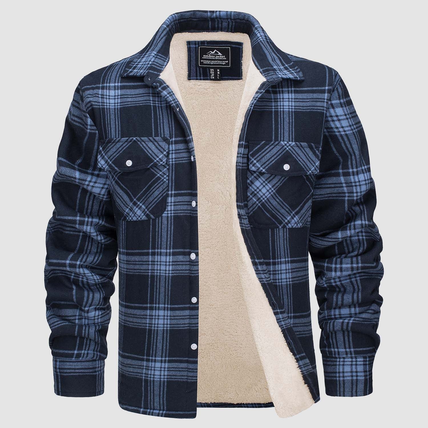 Flannel Jacket - Men's Fleece Lined Plaid Overshirt Jacket for Winter-Chaps of London-Chaps of London