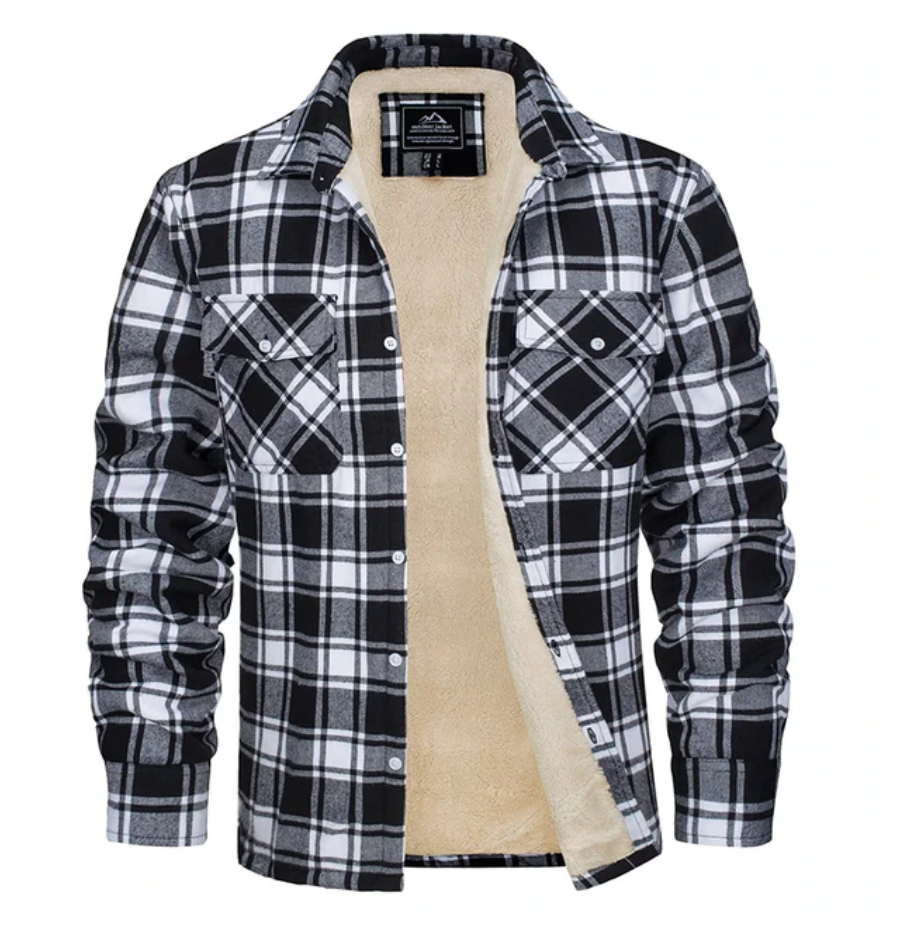 Flannel Shirt - Fleece Lined - Overshirt - Plaid Shirt - Men's Clothing-Chaps of London-Black-S-Chaps of London