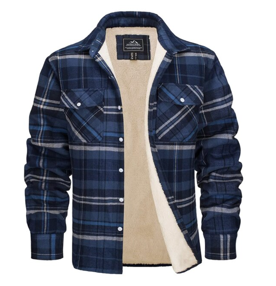 Flannel Shirt - Fleece Lined - Overshirt - Plaid Shirt - Men's Clothing-Chaps of London-Blue-S-Chaps of London