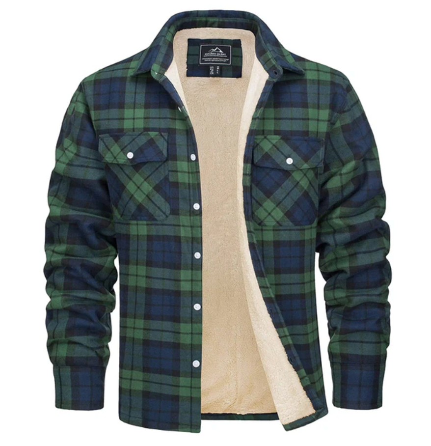 Flannel Shirt - Fleece Lined - Overshirt - Plaid Shirt - Men's Clothing-Chaps of London-Green-S-Chaps of London