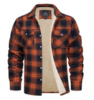Flannel Shirt - Fleece Lined - Overshirt - Plaid Shirt - Men's Clothing-Chaps of London-Orange-S-Chaps of London