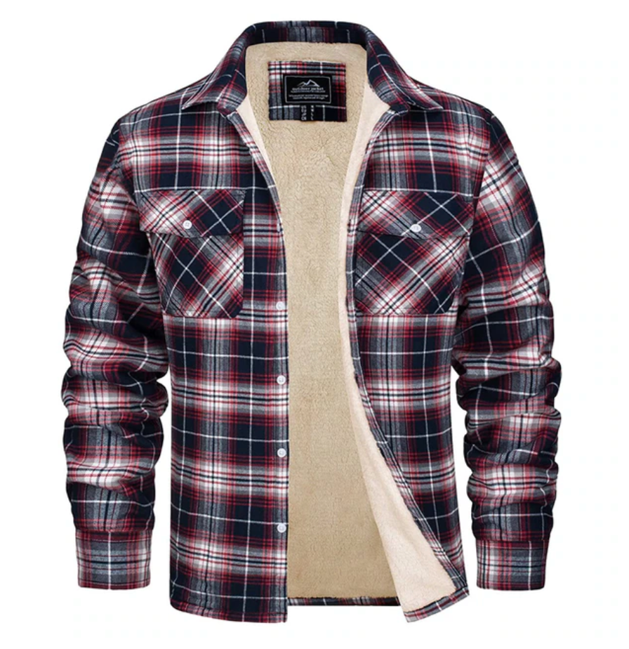 Flannel Shirt - Fleece Lined - Overshirt - Plaid Shirt - Men's Clothing-Chaps of London-Red-S-Chaps of London