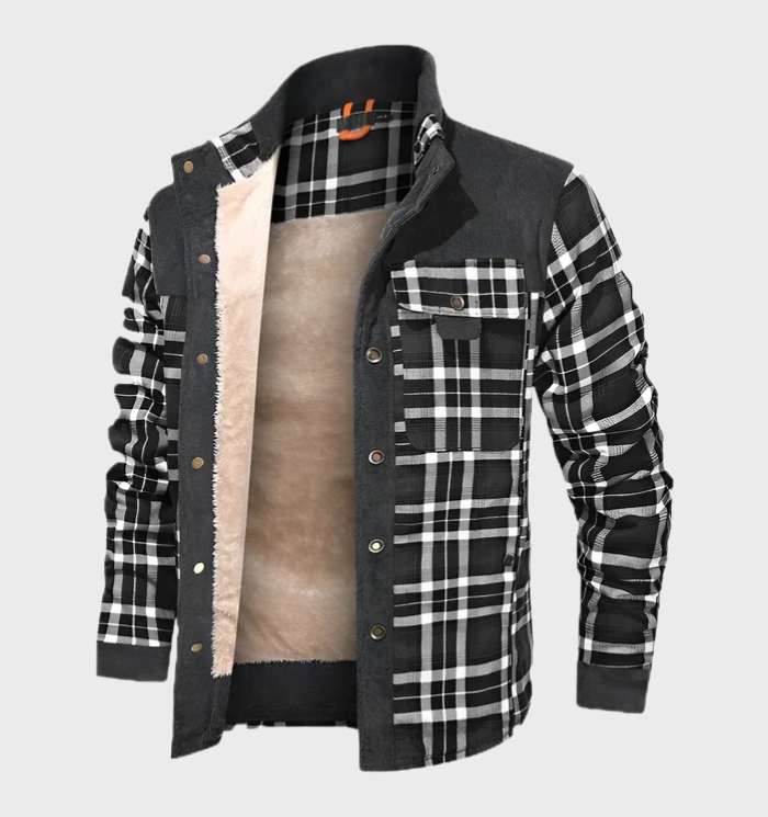 Flannel Shirt | Fleece Lined | Plaid | Flannel Jacket | Men's Clothing-Flannel Jacket-Southern Taylor-Black -White-S-Chaps of London