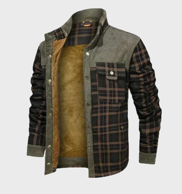 Flannel Shirt | Fleece Lined | Plaid | Flannel Jacket | Men's Clothing-Flannel Jacket-Southern Taylor-Gray- Brown-S-Chaps of London