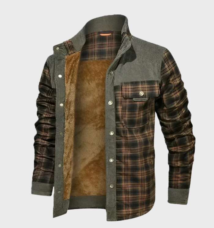 Flannel Shirt | Fleece Lined | Plaid | Flannel Jacket | Men's Clothing-Flannel Jacket-Southern Taylor-Gray - Orange-S-Chaps of London