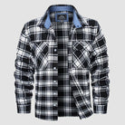 Flannel Shirt - Men's Plaid Button-Up Shirt with Breast Pockets-Coats & Jackets-Chaps of London-Black-S-Chaps of London