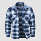 Flannel Shirt - Men's Plaid Button-Up Shirt with Breast Pockets-Coats & Jackets-Chaps of London-Blue-white-S-Chaps of London