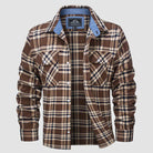 Flannel Shirt - Men's Plaid Button-Up Shirt with Breast Pockets-Coats & Jackets-Chaps of London-Brown-S-Chaps of London