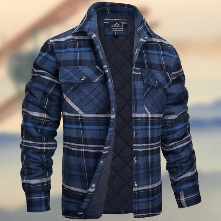 Flannel Shirt - Men's Plaid Button-Up Shirt with Breast Pockets-Coats & Jackets-Chaps of London-Chaps of London