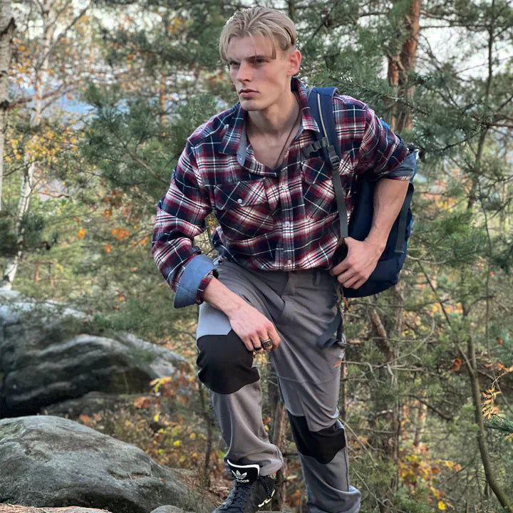 Flannel Shirt - Men's Plaid Button-Up Shirt with Breast Pockets-Coats & Jackets-Chaps of London-Chaps of London