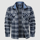 Flannel Shirt - Men's Plaid Button-Up Shirt with Breast Pockets-Coats & Jackets-Chaps of London-Navy Blue-S-Chaps of London