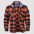 Flannel Shirt - Men's Plaid Button-Up Shirt with Breast Pockets-Coats & Jackets-Chaps of London-Orange-S-Chaps of London