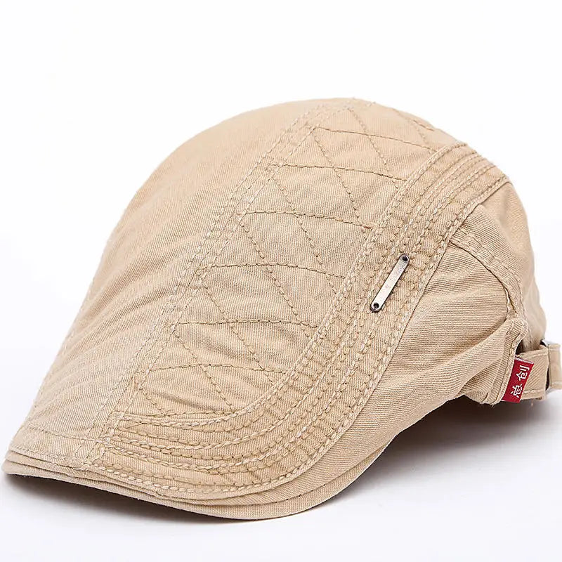 Flat Cap - Adjustable - Canvas - British Caps - Mens Flat Hats-Flat Cap-Chaps of London-Beige-Chaps of London